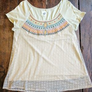 Lilka Top With Collar Detail & Lace Overlay