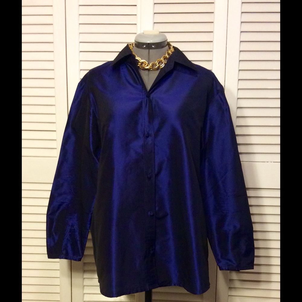 Blue silk blouse