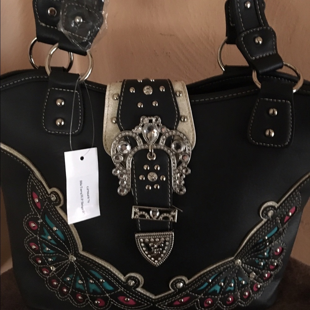 Black butterfly buckle purse w/ some bling.