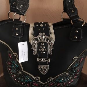 Black butterfly buckle purse w/ some bling.