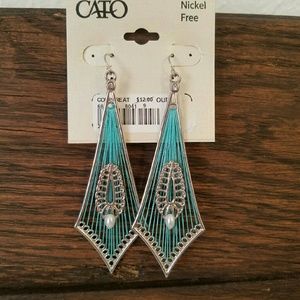 Filler item Teal/turquoise thread earrings nwt