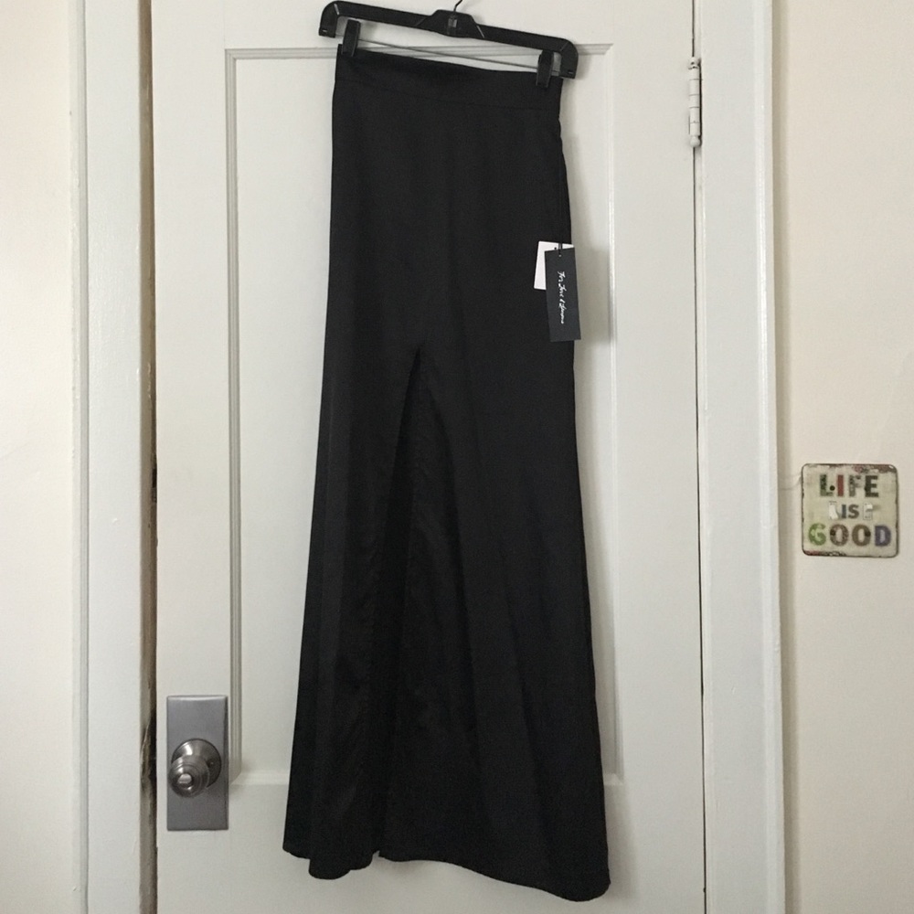 For love and lemons satin black maxi skirt xs