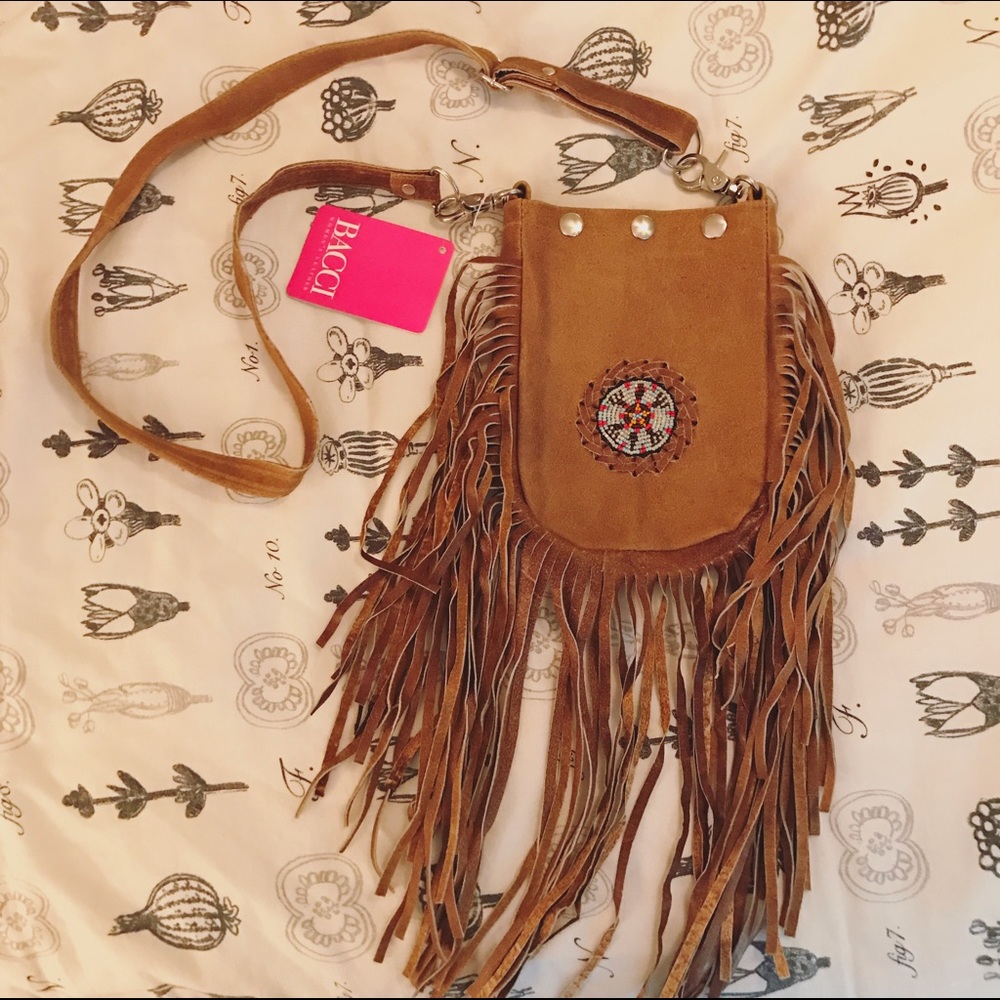 NWT Small Beaded Fringe crossbody