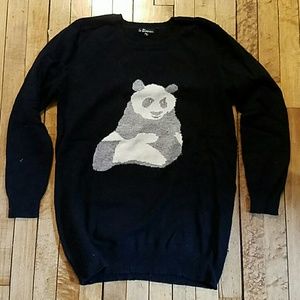 LF black crew neck sweater with panda Size M/L