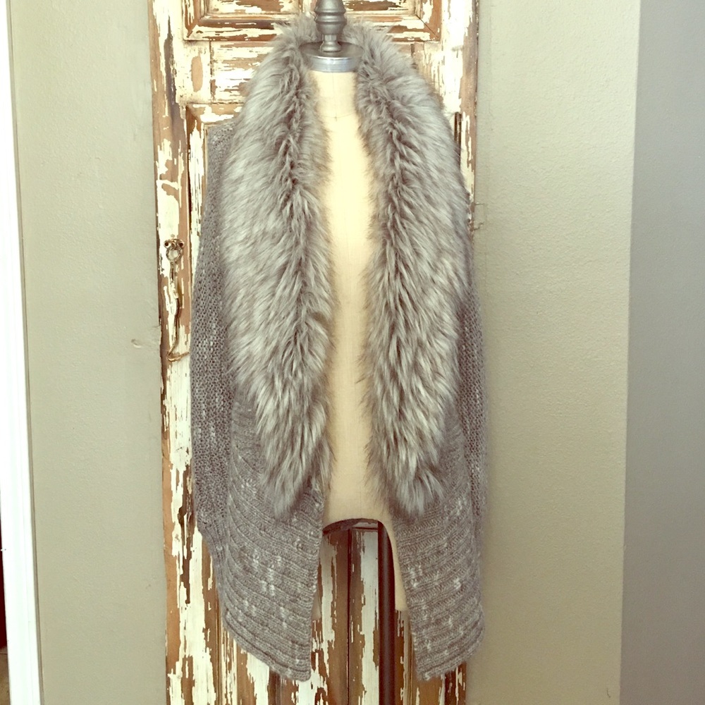 Express Faux Fur Gray Sweater