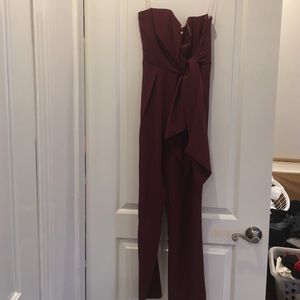 Burgundy strapless romper