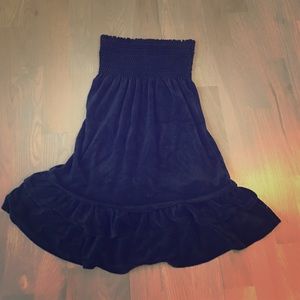 Navy Juicy Couture smocked strapless terry dress