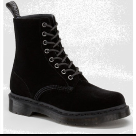 Dr. Martens page black velvet combat boots 8 - Picture 2 of 4
