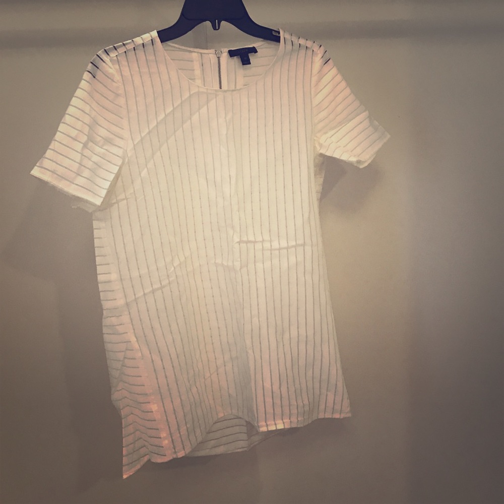 Sheer white stripped short sleeve top from Jcrew