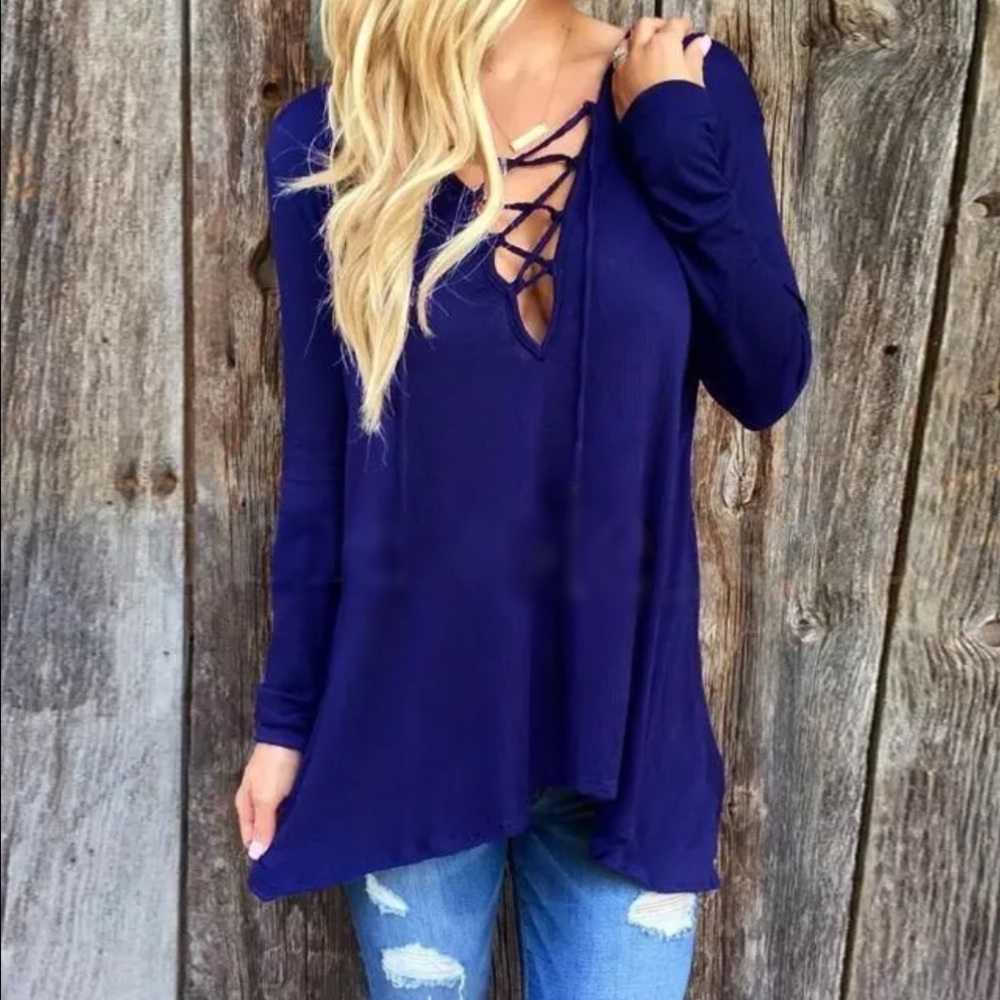 Royal Blue Lace Up Hoodie