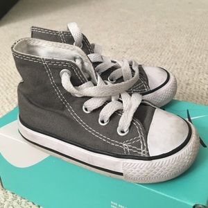 Grey toddler Chuck Taylor hi tops