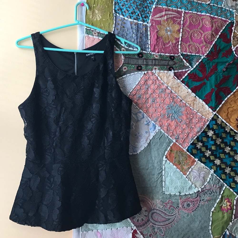 Black lace Express peplum top