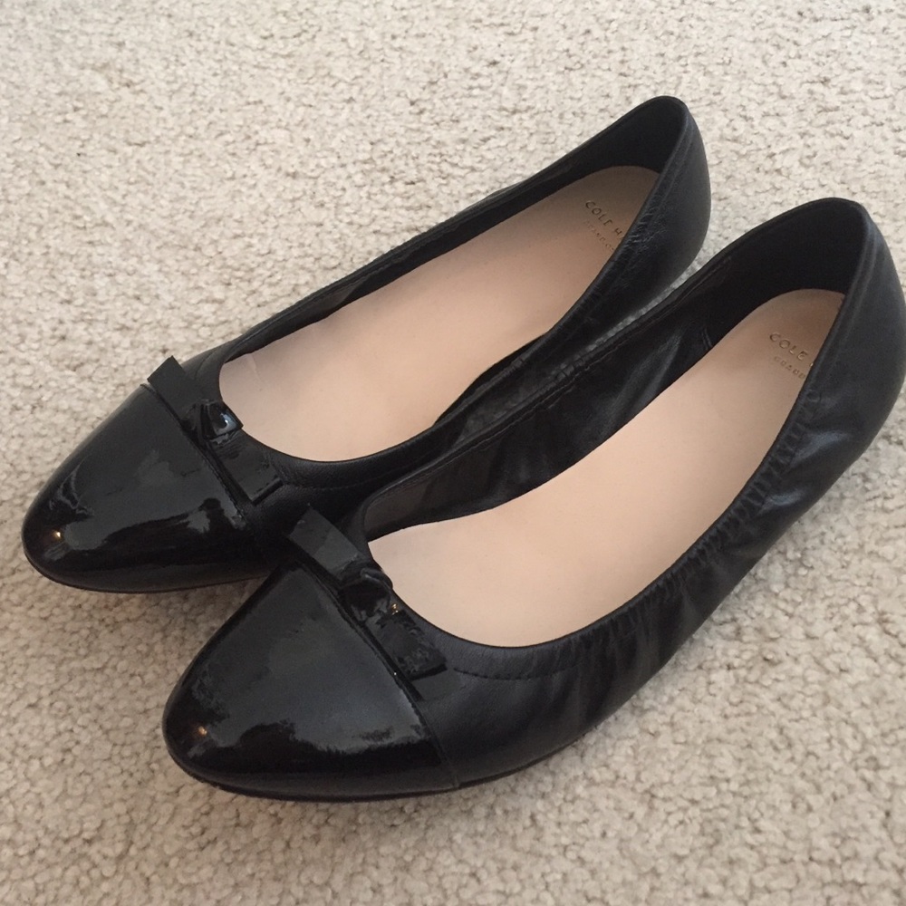 Cole Haan Grand OS Black Patent Toe Flats