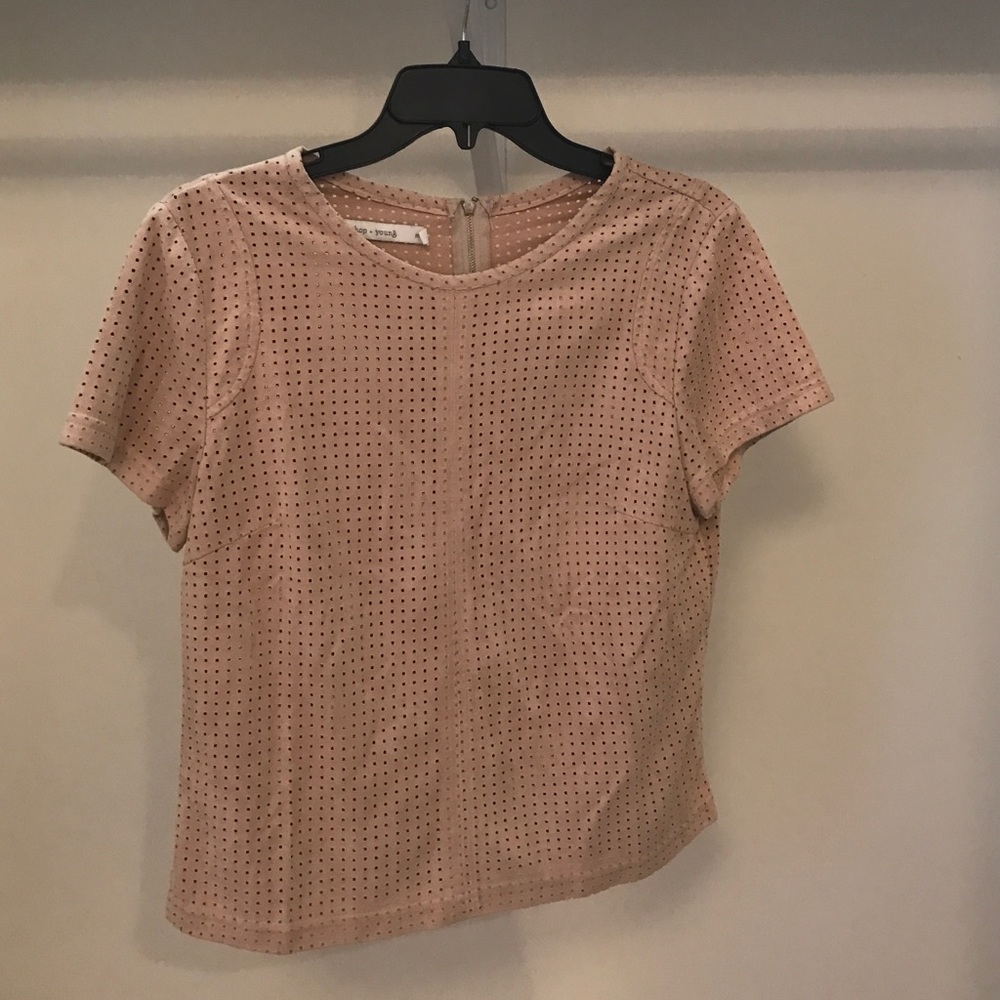 Pink suede top with zipper back detail