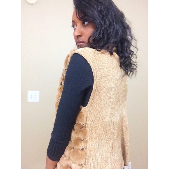 Brown / Tan Lisa International Fur Vest - Picture 2 of 2