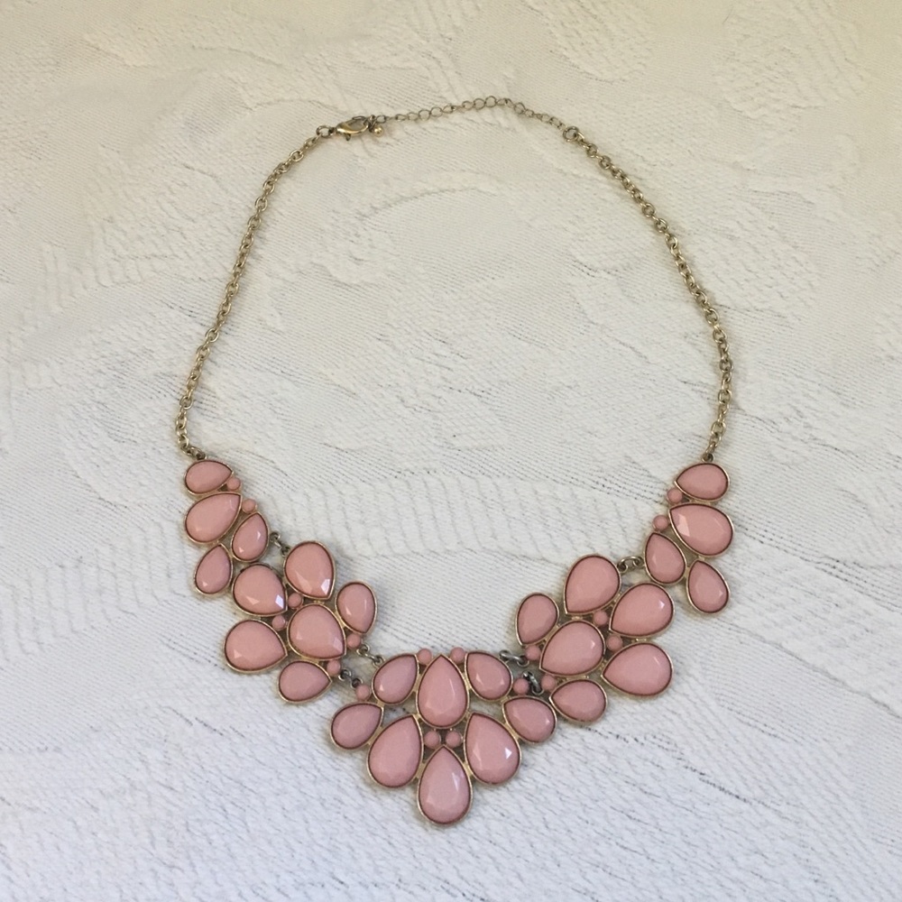 Pink statement necklace.