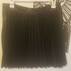 H&M Black Pleather Pleated Skirt