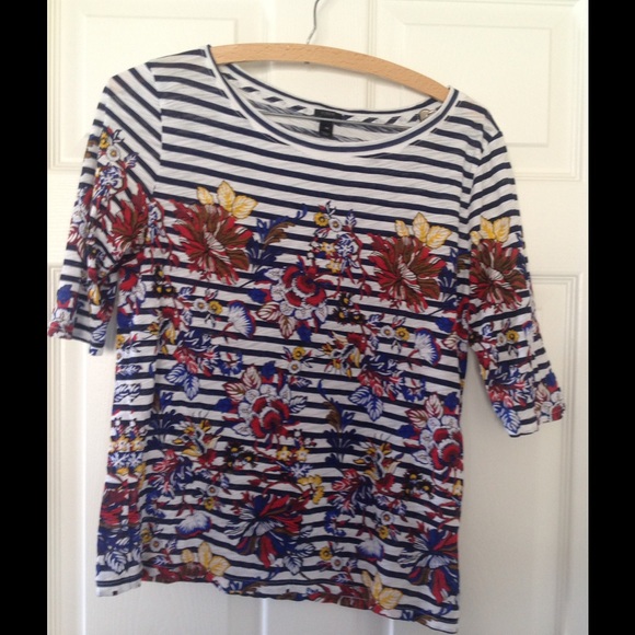 J. Crew Tops - Stripes and Flowers J. Crew Shirt