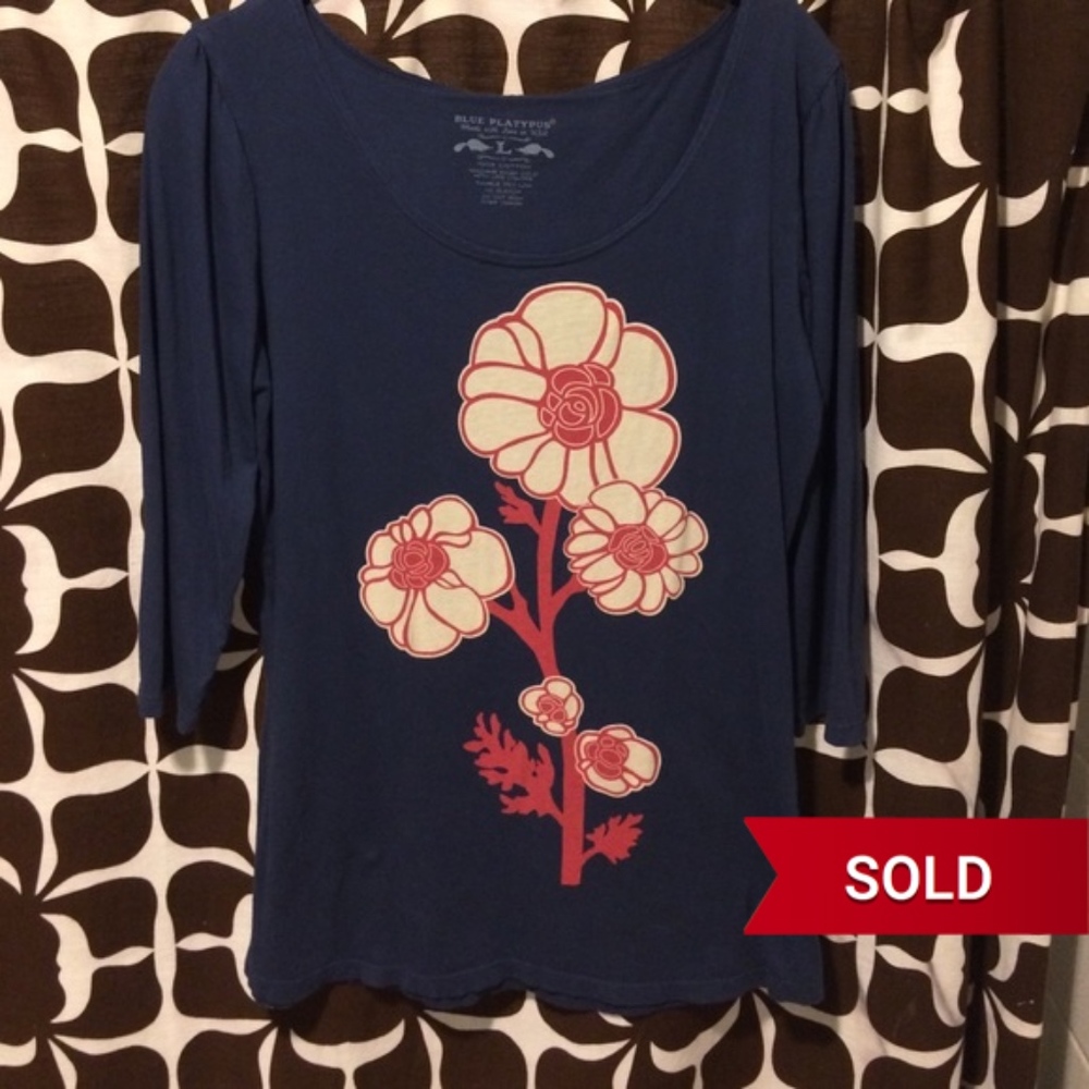 3/4 Sleeve Navy Tee Shirt