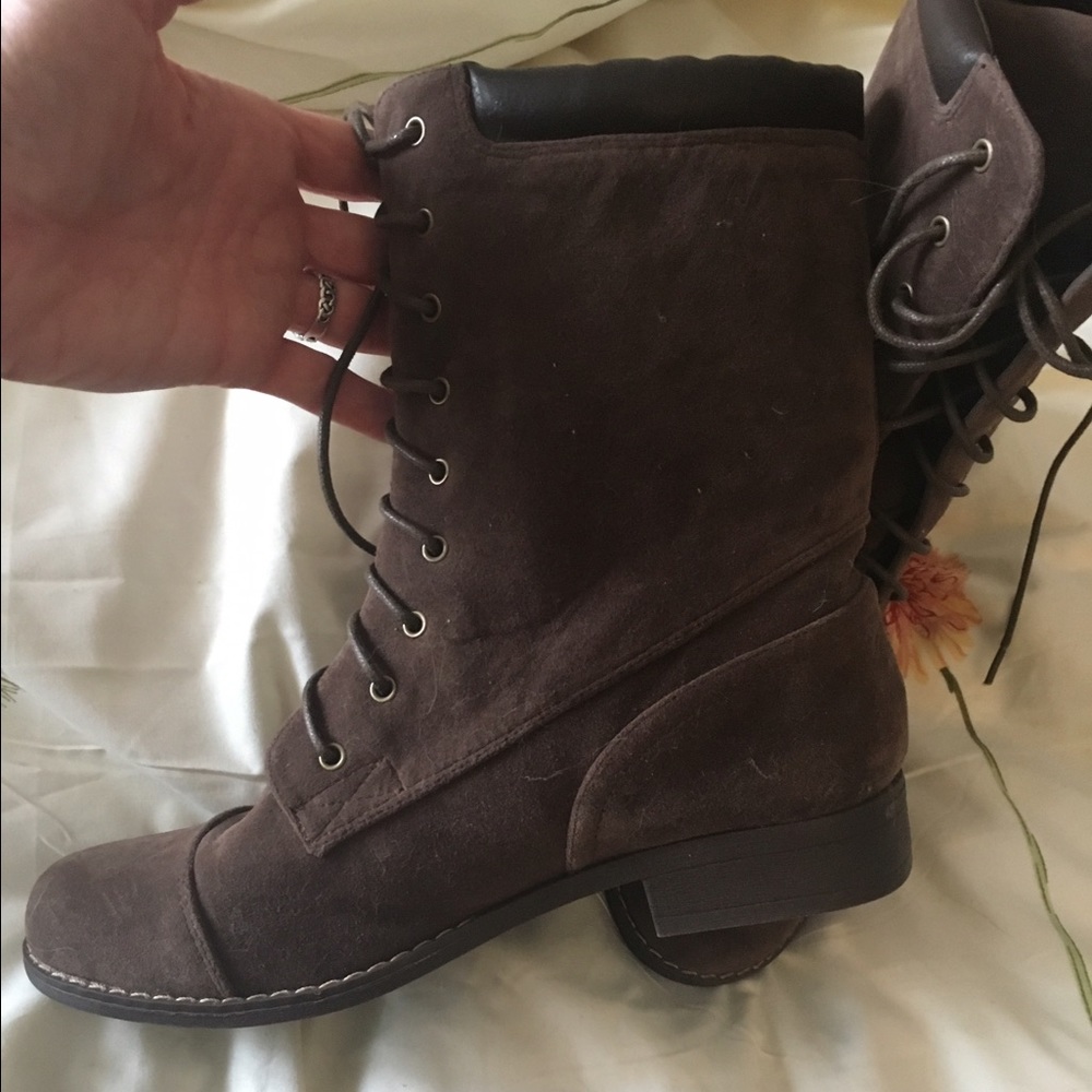 Dark brown lace-up boots