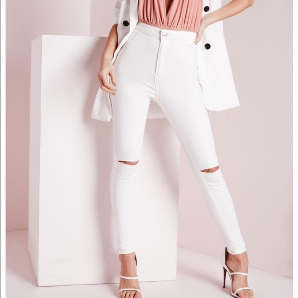 misguided vice high waisted slash knee skinny jean