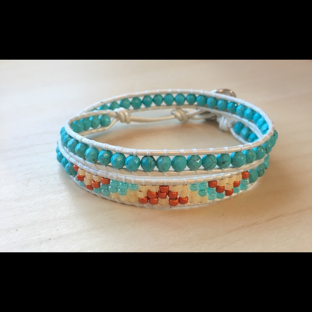 SOLD Turquoise Magnesite & Sunset Wrap Bracelet