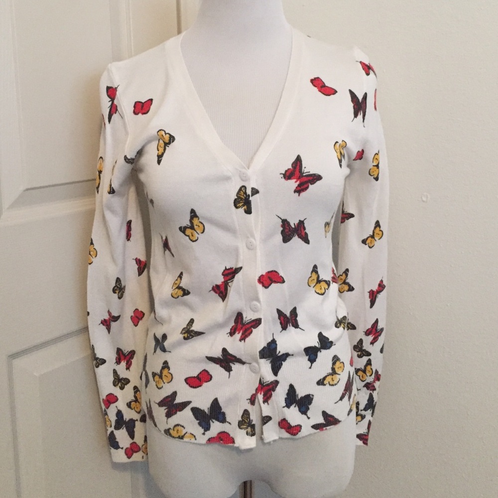 Butterfly print button down cardigan