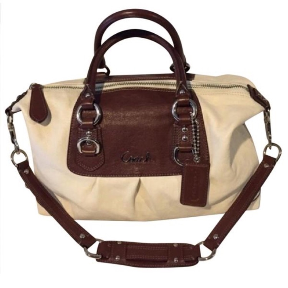 Coach Cream Brown Leather Bag