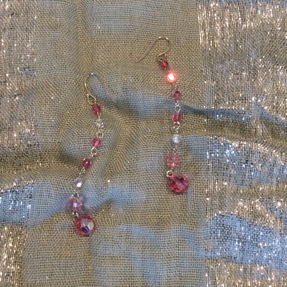 Pink Crystal Dangle Earrings