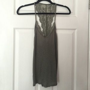 Lace detail army green tank