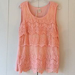 Peach lace top. Great for spring!
