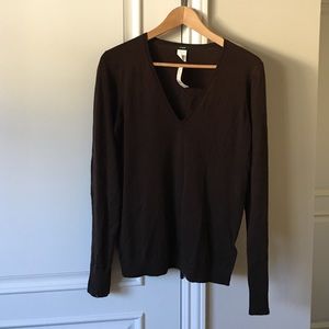 JCrew brown vneck sweater