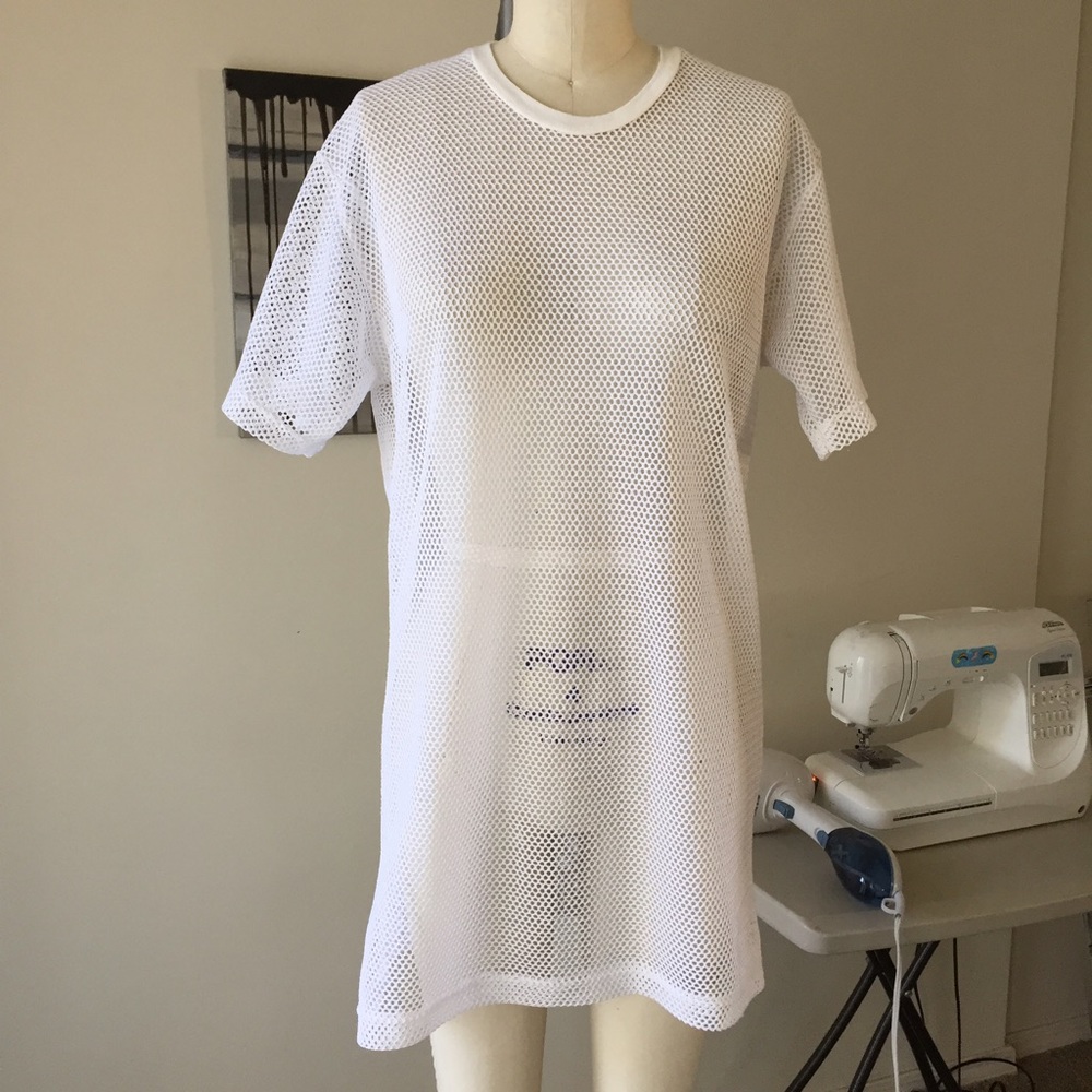 Oversized White Mesh Tee