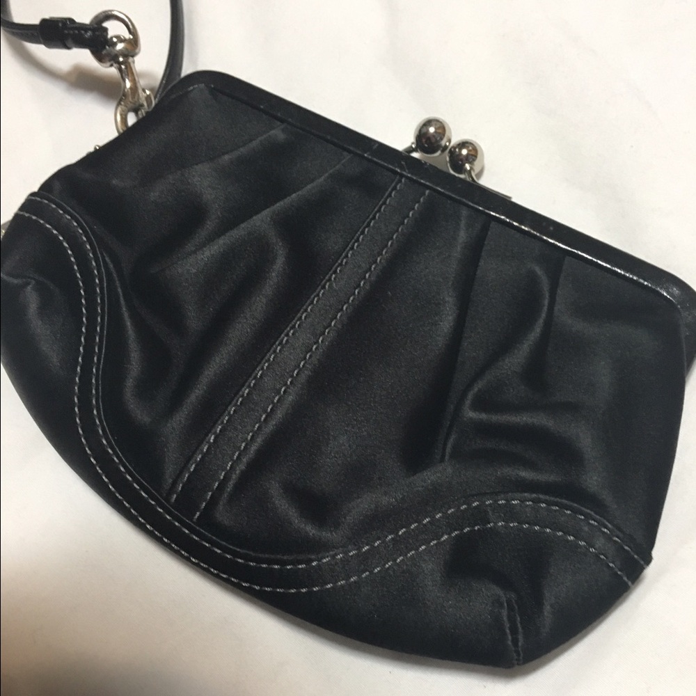 Coach Black Satin Wristlet
