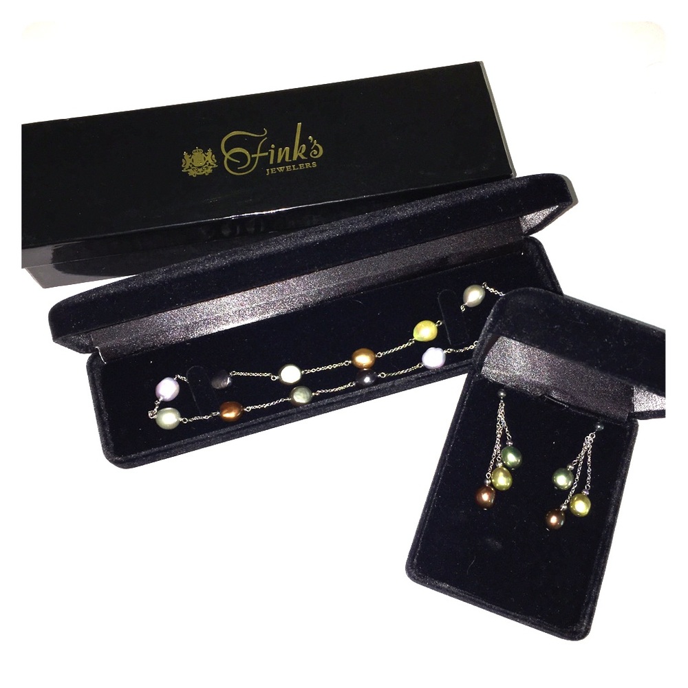 Freshwater Rainbow Pearl Earrings & Necklace