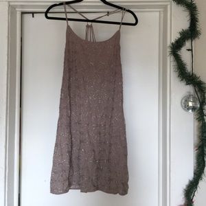 Francesca's beaded taupe dress