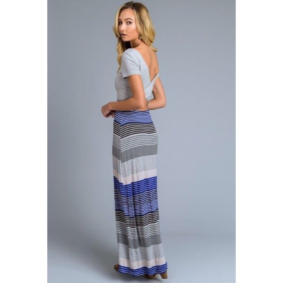 Back Cutout Striped Maxi Dress - Picture 3 of 4