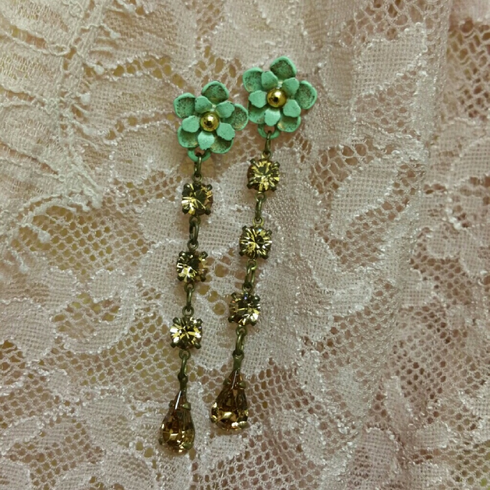 Michal Negrin Swarovski Drop Earrings.