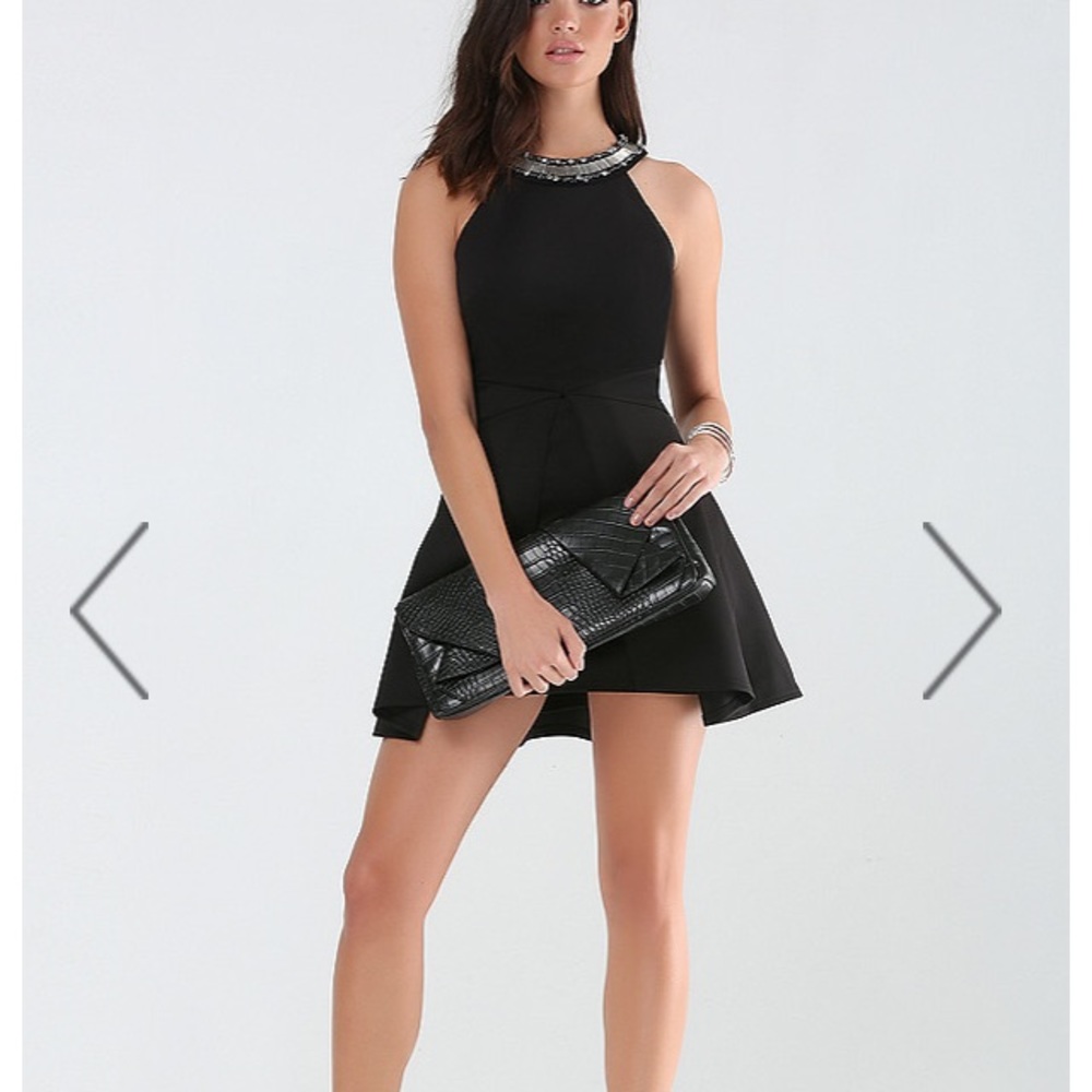 glam fit-and-flare dress w/split skirt overlay 😍