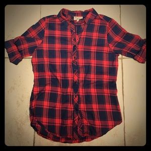 🔴Clearance Red and navy plaid shirt from MACYS❤️
