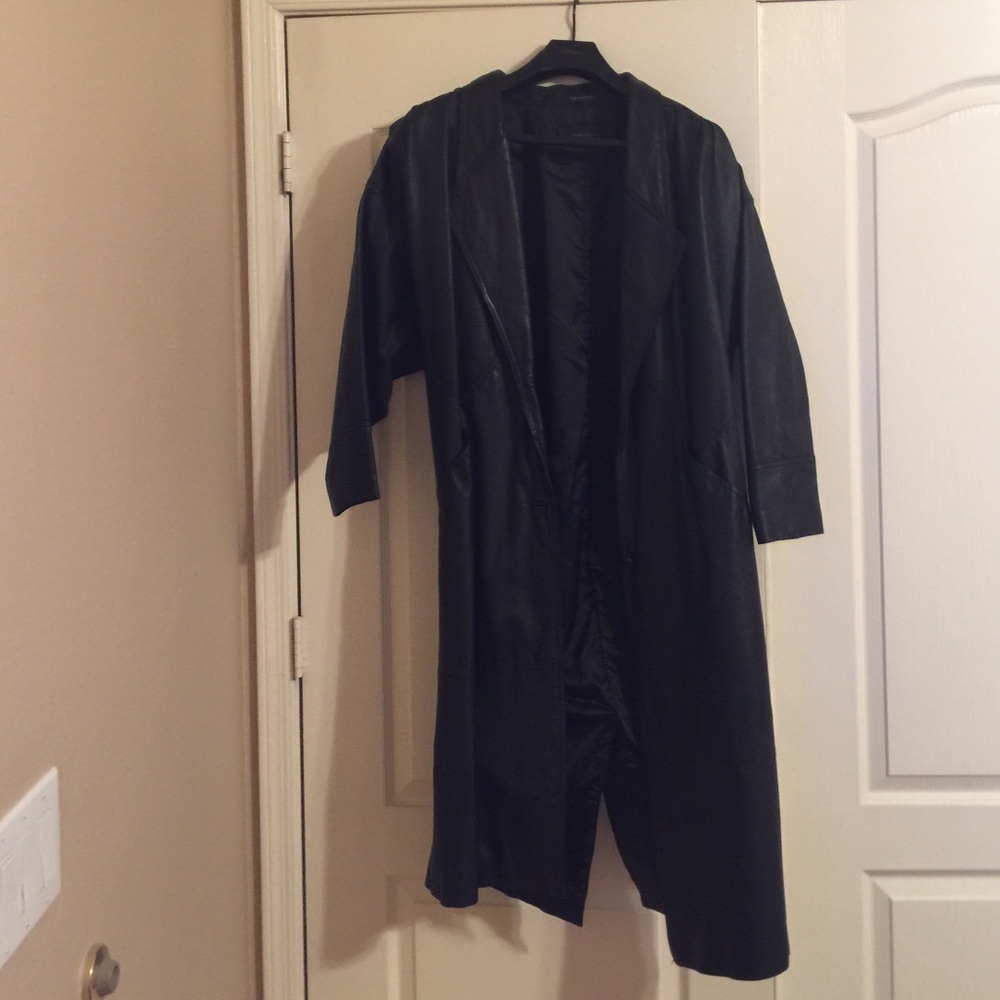 Black Leather Trench Coat by Express SM