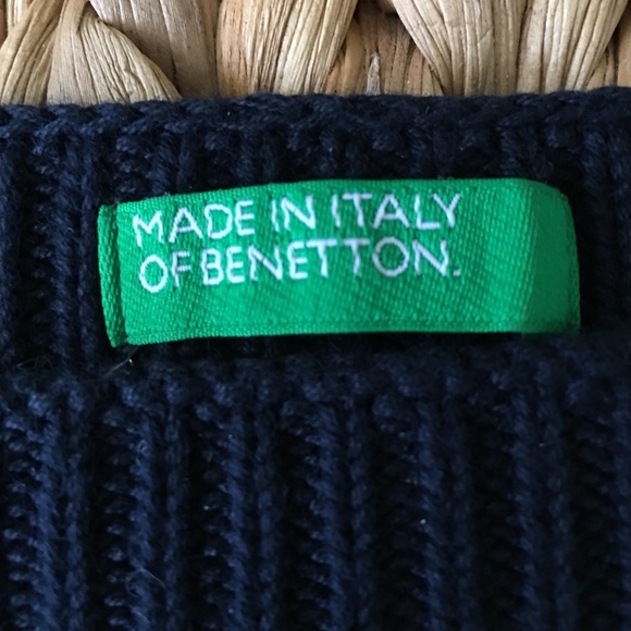 BENETTON Navy Ribbed Sweater - Picture 3 of 4