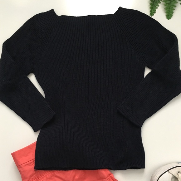 BENETTON Navy Ribbed Sweater - Picture 2 of 4
