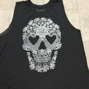 Lace skull tank top