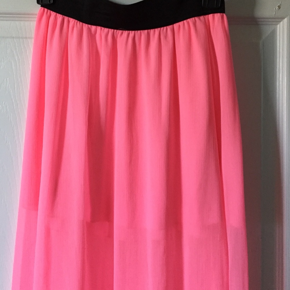 Juniors Pink Sheer Maxi Skirt Woven Double Layer - Picture 2 of 3