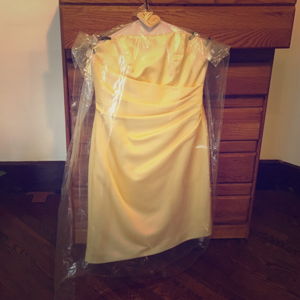 David's Bridal strapless bridesmaid's dress