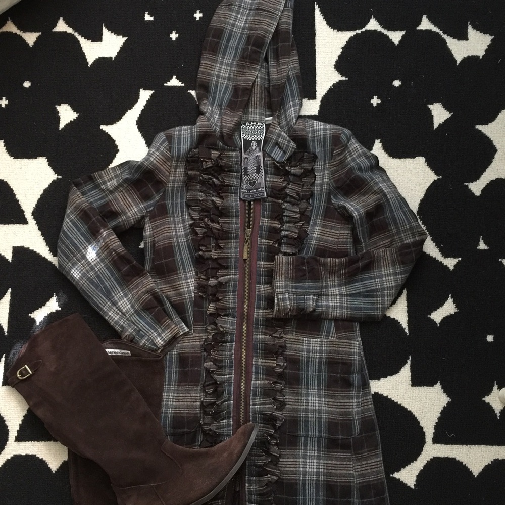L.A.M.B. Long Plaid Coat Size 2