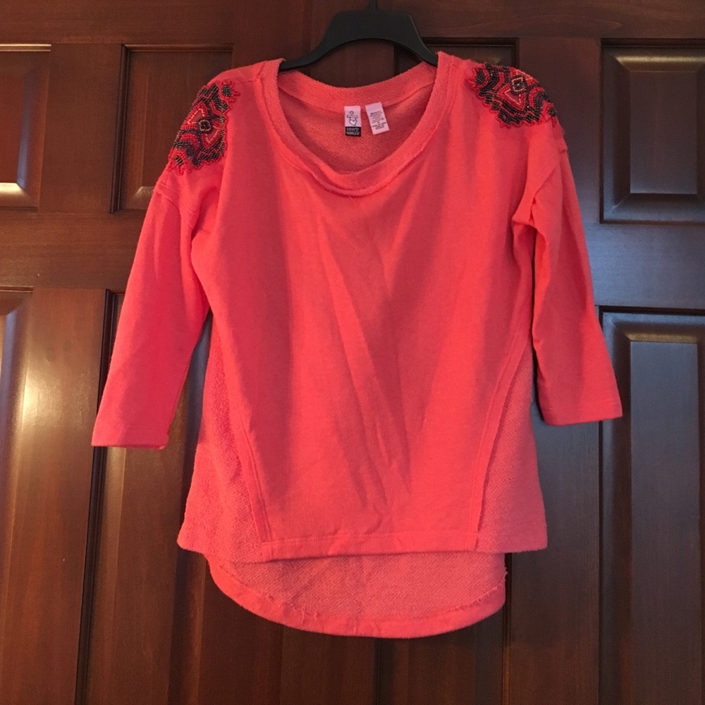 Love on a Hanger, beaded shoulder sweater