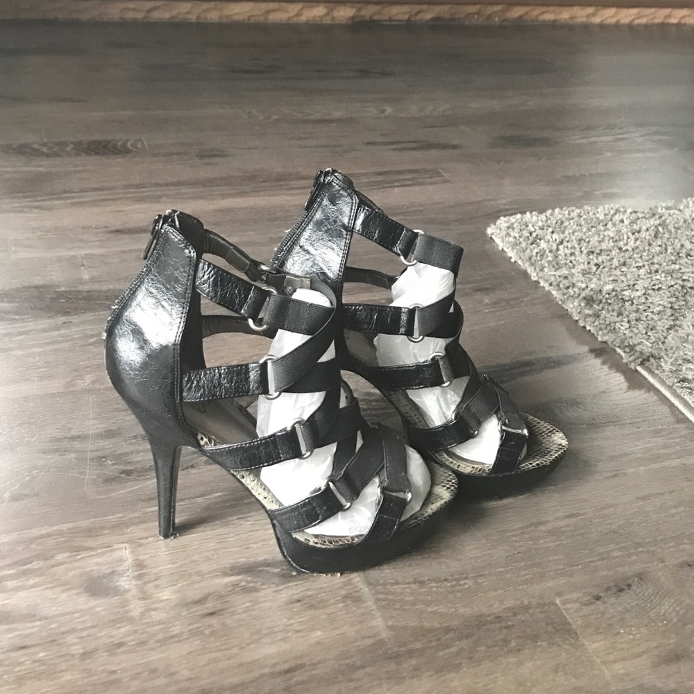 Black strappy heels