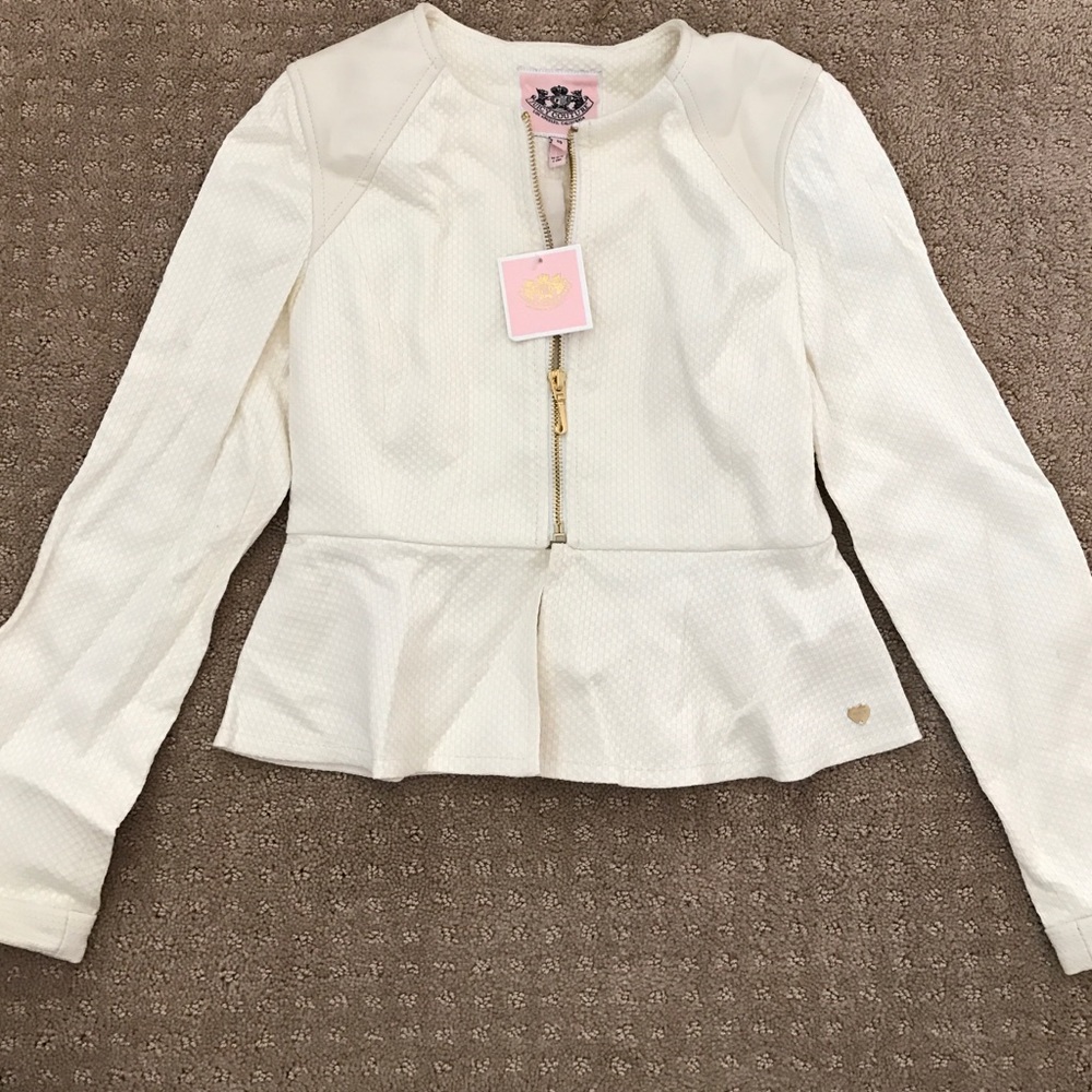 Cream Juicy Couture jacket with peplum flair